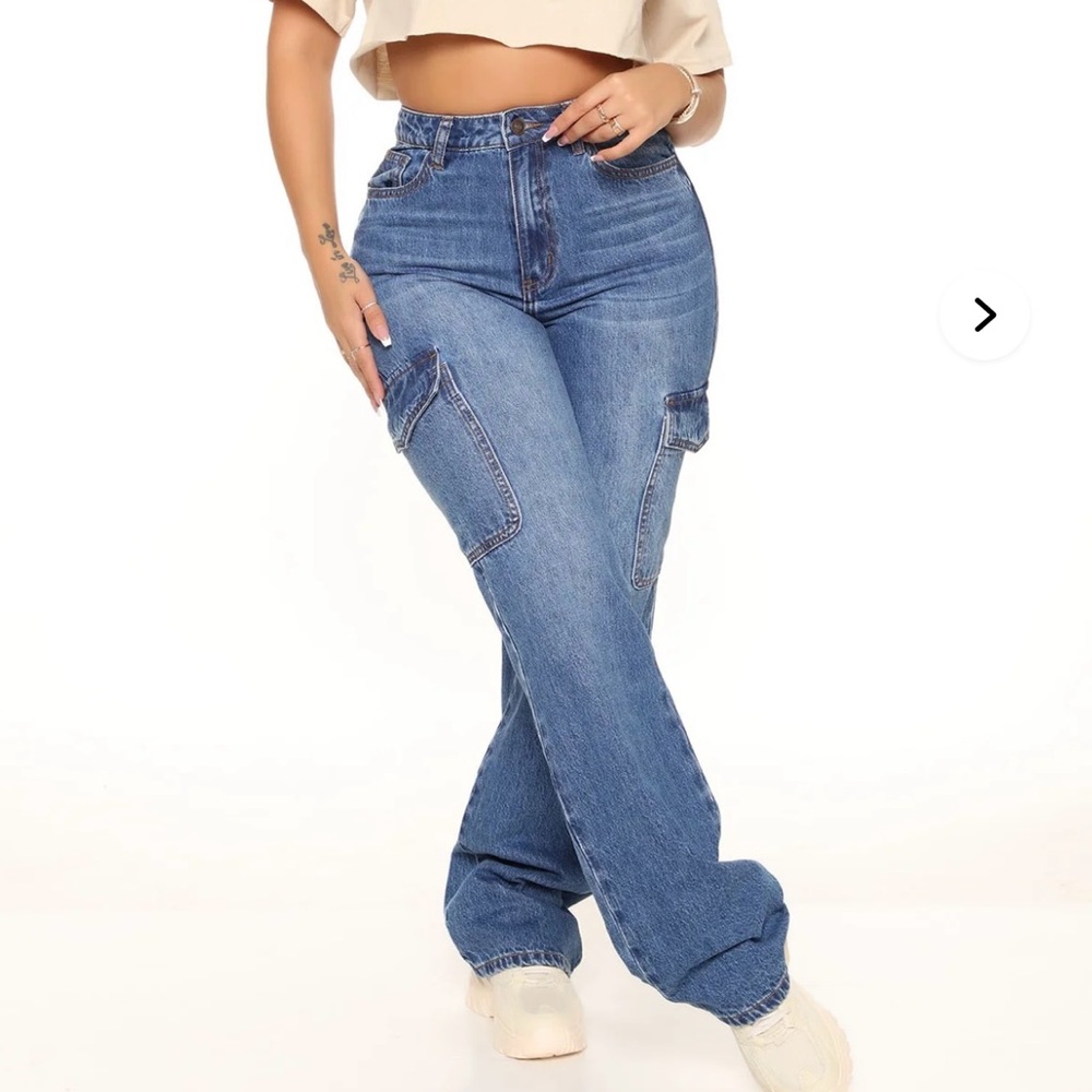 Women's Blue Cargo Jeans